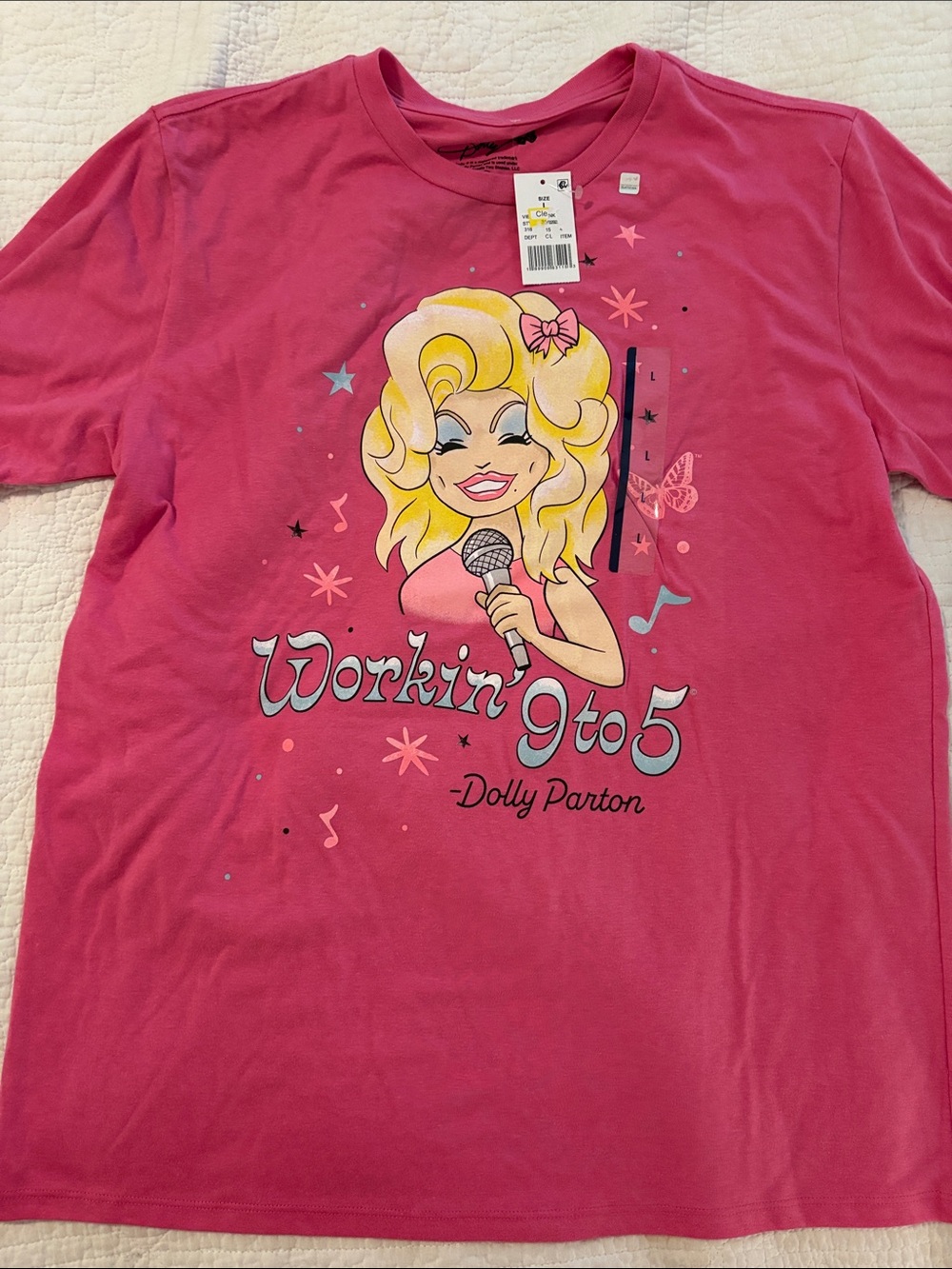 Dolly Parton Pink Tshirt – Workin' 9 to 5 Design